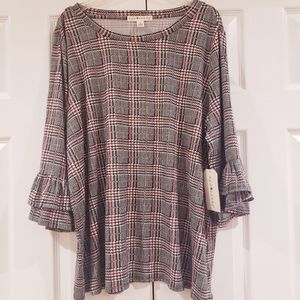 Eye Candy Long Sleeve Plaid Top - Women's Plus 3X - NWT